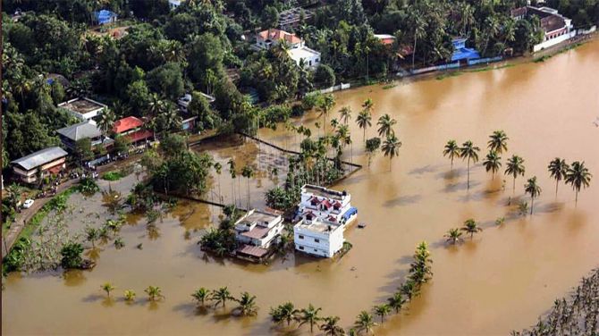 An aerial view of the 2018 Kerala floods. Pic Courtesy: PTI